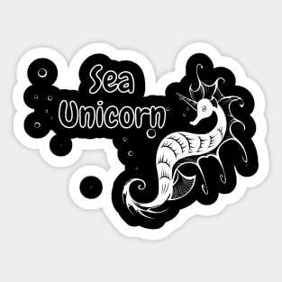 Sea Unicorn Comic Line Art Spaß Seepferdchen Tier Sticker